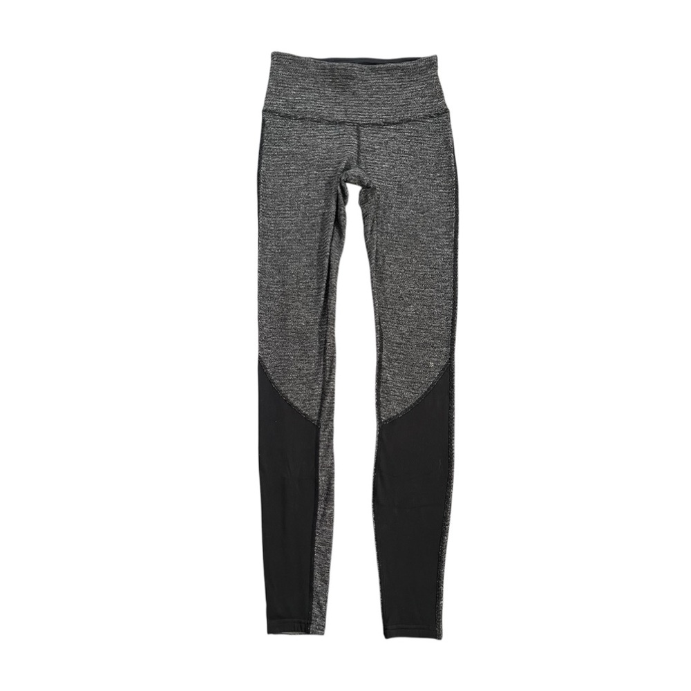 Lululemon Runder Under Pant Mid-Rise Full Length Gray and Black Leggings Size 4